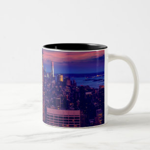 New York Cityscape 's Nachts Tweekleurige Koffiemok