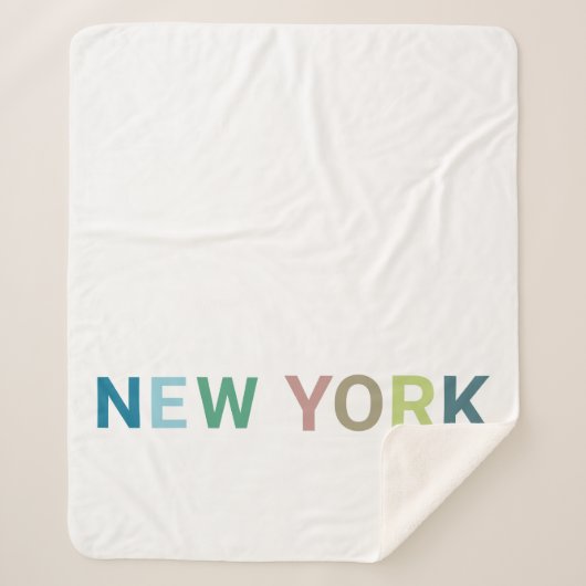 New York Colorful Text Sherpa Deken (Voorkant)