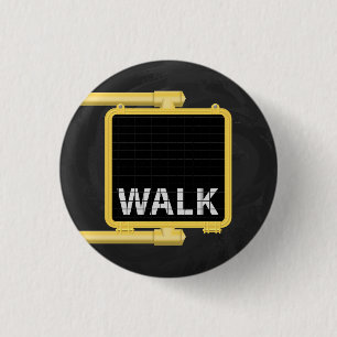 New York Crosswalk Sign Walk Ronde Button 3,2 Cm