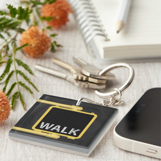 New York Crosswalk Sign Walk Sleutelhanger (Voorkant Rechts)