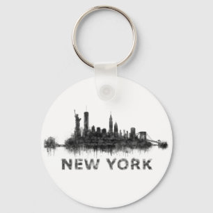 New York Dark-White Skyline v07 Sleutelhanger