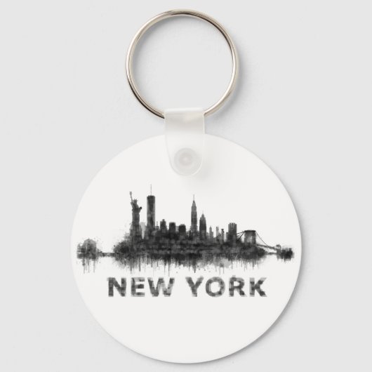 New York Dark-White Skyline v07 Sleutelhanger (Voorkant)