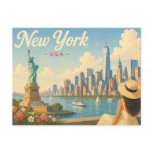 New York - De dame met de hoed Reisansichtkaart 