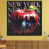 New York de grote appel fruit silhouet stad Canvas Afdruk (Insitu (Woonkamer))