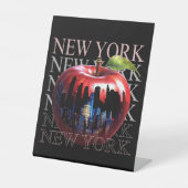 New York De Grote Appel Fruit Silhouet Stad Reclamebord Met Voetstuk (Voorkant)