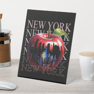 New York de grote appel fruit silhouet stad Reclamebord Met Voetstuk
