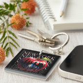 New York de grote appel fruit silhouet stad Sleutelhanger (Voorkant Rechts)