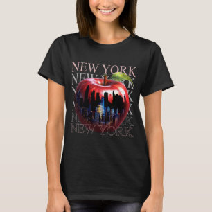 New York De Grote Appel Fruit Silhouet Stad T-shirt