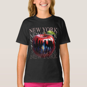 New York De Grote Appel Fruit Silhouet Stad T-shirt