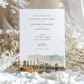 New York Destination Wedding Waterverf Uitnodiging
