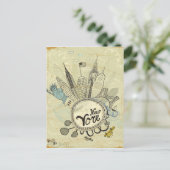 New York Doodle Poster Briefkaart (Staand voorkant)