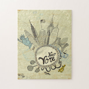 New York Doodle Poster Legpuzzel