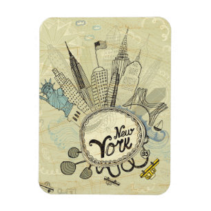 New York Doodle Poster Magneet