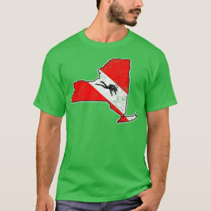New York Duik Vlag Scuba Duiken State Kaart Duik F T-shirt