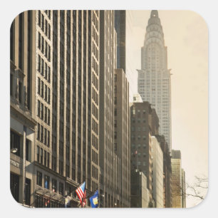 New York, E 42 St en Chrysler Building Vierkante Sticker