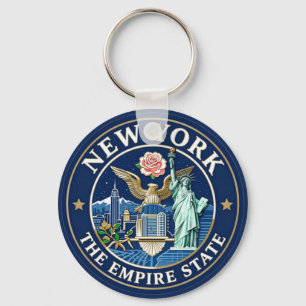 NEW YORK Empire State Erfgoed Embleem Sleutelhanger