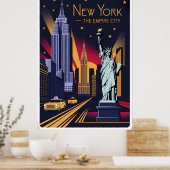  New York - Empire State & Liberty Poster (Keuken)