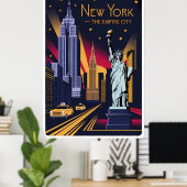  New York - Empire State & Liberty Poster (Thuiskantoor)