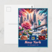 New York Essence Landmarks en Legenden Briefkaart (Voorkant / Achterkant)