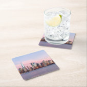 New York Evening Skyline Vierkante Kartonnen Onderzetter (Insitu)