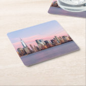 New York Evening Skyline Vierkante Kartonnen Onderzetter (Schuin)