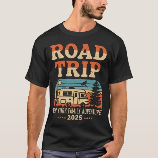 New York Family Adventure RV Camping Travel Road T T-shirt (Voorkant)