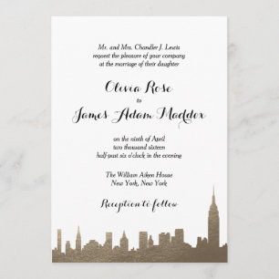 New York Faux Gold Invitation Kaart