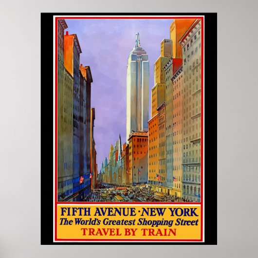 New York, Fifth Avenue, Poster vintage, (Devant)