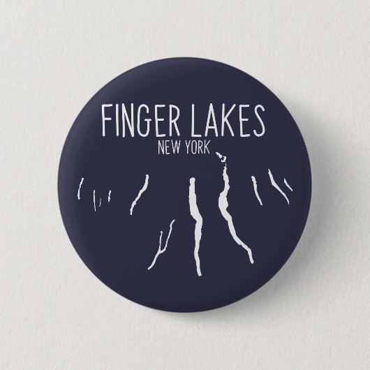 New York FInger Lakes Map Design Ronde Button 5,7 Cm (Voorkant)