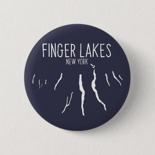 New York FInger Lakes Map Design Ronde Button 5,7 Cm