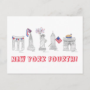 New York Fourth NYC Patriotic Juli 4e Celebratie Uitnodiging Briefkaart