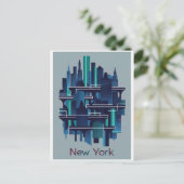 New York futuristisch Briefkaart (Staand voorkant)