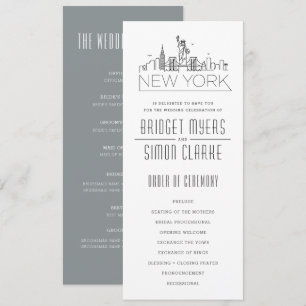 New York gestileerde skyline Huwelijksprogramma Kaart