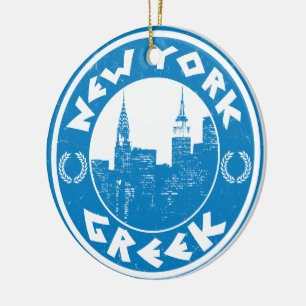 New York Greek American Keramisch Ornament