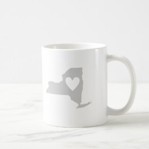 New York Grey State Map Vorm met hart Koffiemok