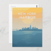 New York Harbor Sunset Briefkaart (Voorkant / Achterkant)