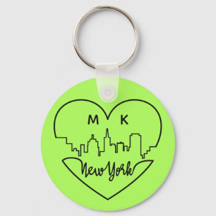 New York Heart aangepaste monogram sleutelketens Sleutelhanger
