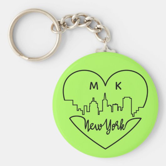 New York Heart aangepaste monogram sleutelketens Sleutelhanger (Voorkant)