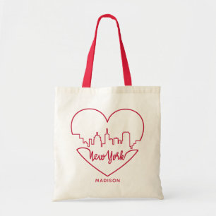 New York Heart, aangepaste naam canvas tassen