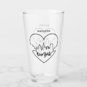 New York Heart, aangepaste naam pint glass Glas (Voorkant)