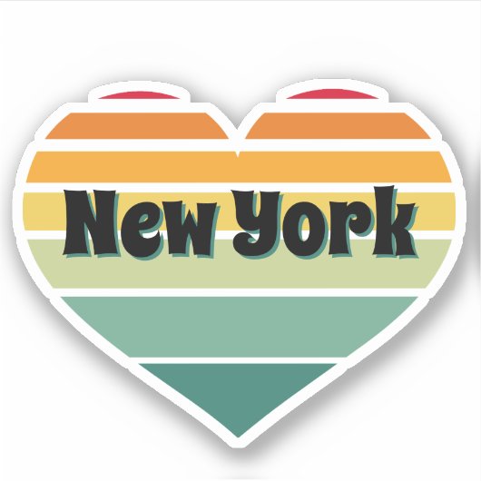 New York Heart Retro Style Sticker (Voorkant)