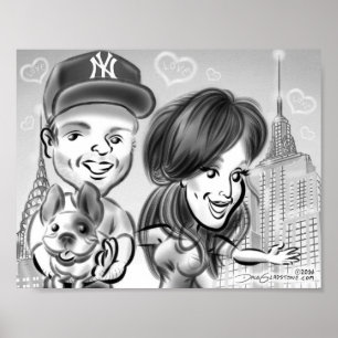 New York Hondenliefhebbers Caricature Poster