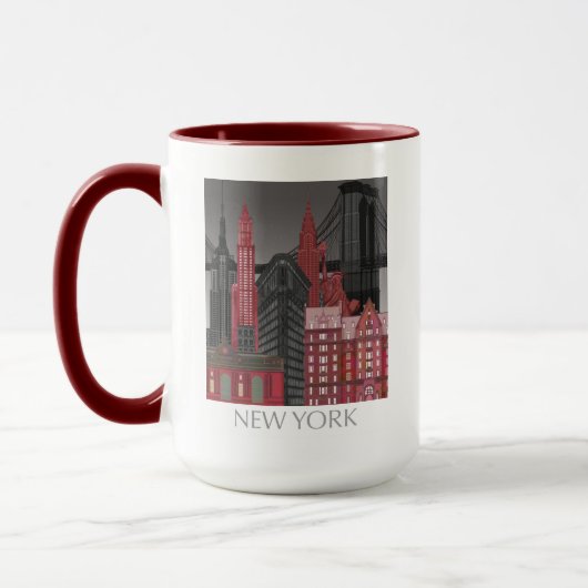 New York Hoogte van nacht - Rood Mok (Links)