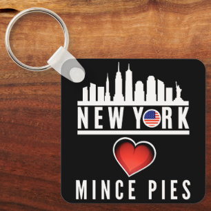 New York houdt van Mince Pies stadsgezicht Sleutelhanger