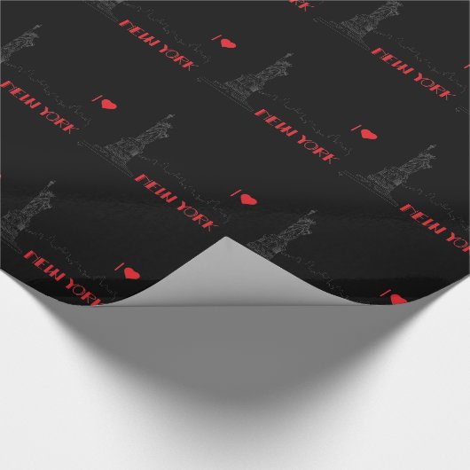 New York, ik hou van, Vrijheidsbeeld Black Cadeaupapier (Hoek)