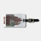 New York in Clouds - Donkerrood en groen Bagagelabel (Voorkant horizontaal)