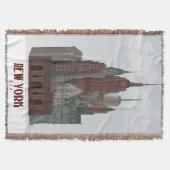 New York in Clouds - Donkerrood en groen Deken (Voorkant)