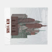 New York in Clouds - Donkerrood en groen Fleece Deken (Voorkant (Horizontaal))