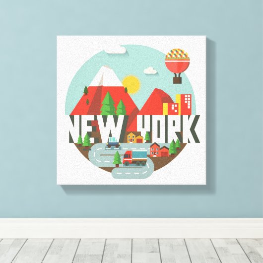 New York in design Canvas Afdruk (Insitu (Houten vloer))