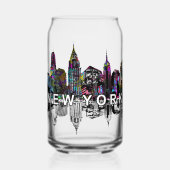 New York in graffiti met monogram Blikvorm Glas (Voorkant)